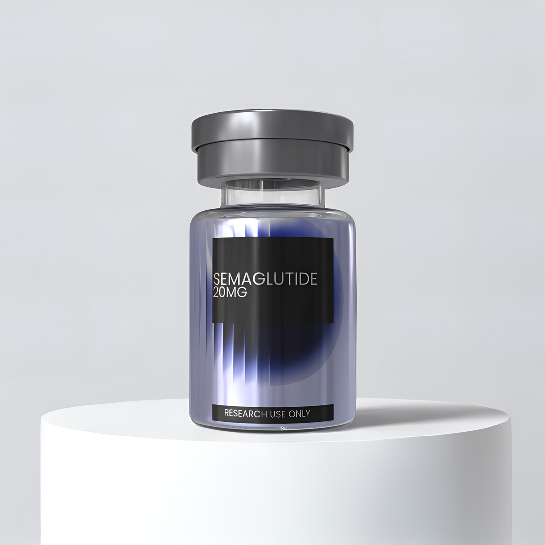 Semaglutide 20mg research peptide vial from Dissolv Labs