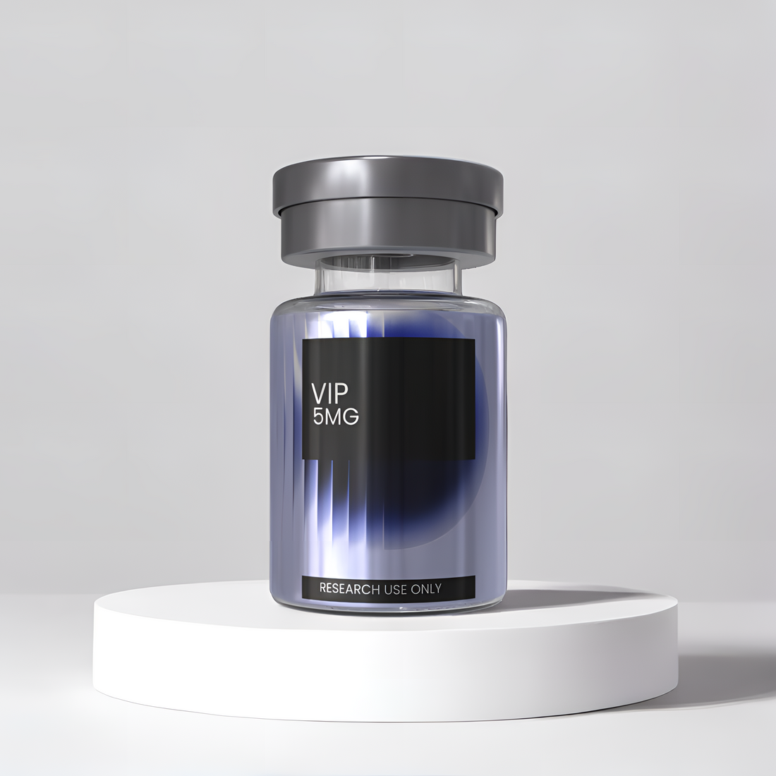 Catalog illustration of a vial labeled VIP 5MG and Research Use Only