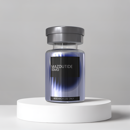 Mazdutide 10mg research peptide vial — DISSOLV LABS lyophilized ≥99% purity