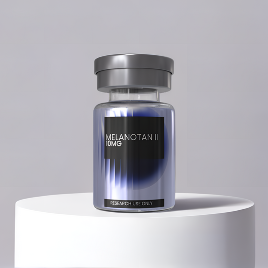 Melanotan II 10mg research peptide vial — DISSOLV LABS lyophilized ≥99% purity
