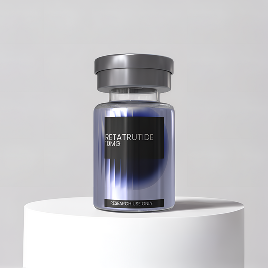 Retatrutide 10mg research peptide vial — DISSOLV LABS lyophilized ≥99% purity