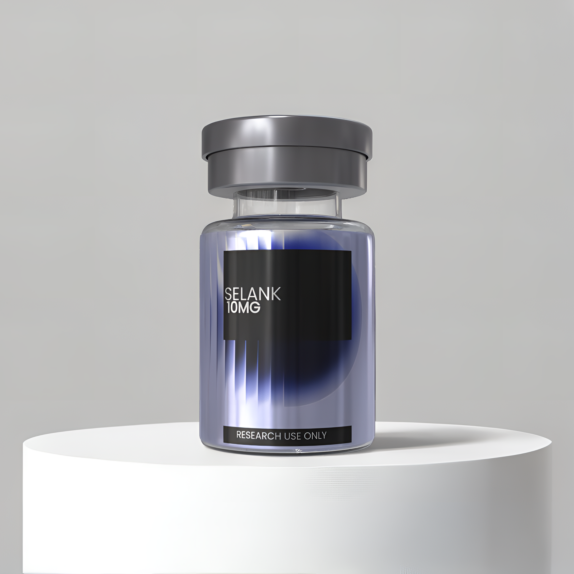 Selank 10mg research peptide vial — DISSOLV LABS lyophilized ≥99% purity
