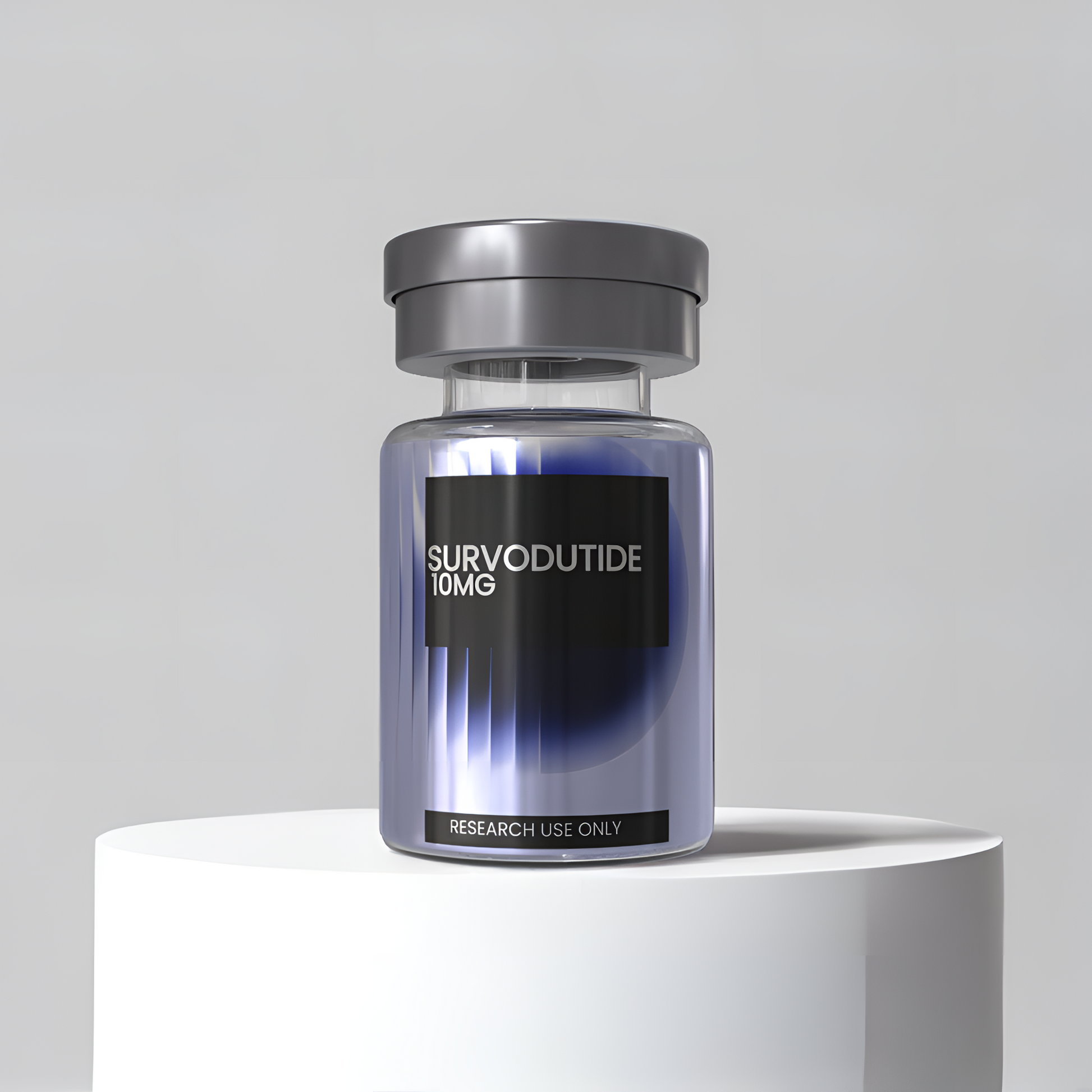 Survodutide 10mg research peptide vial — DISSOLV LABS lyophilized ≥99% purity