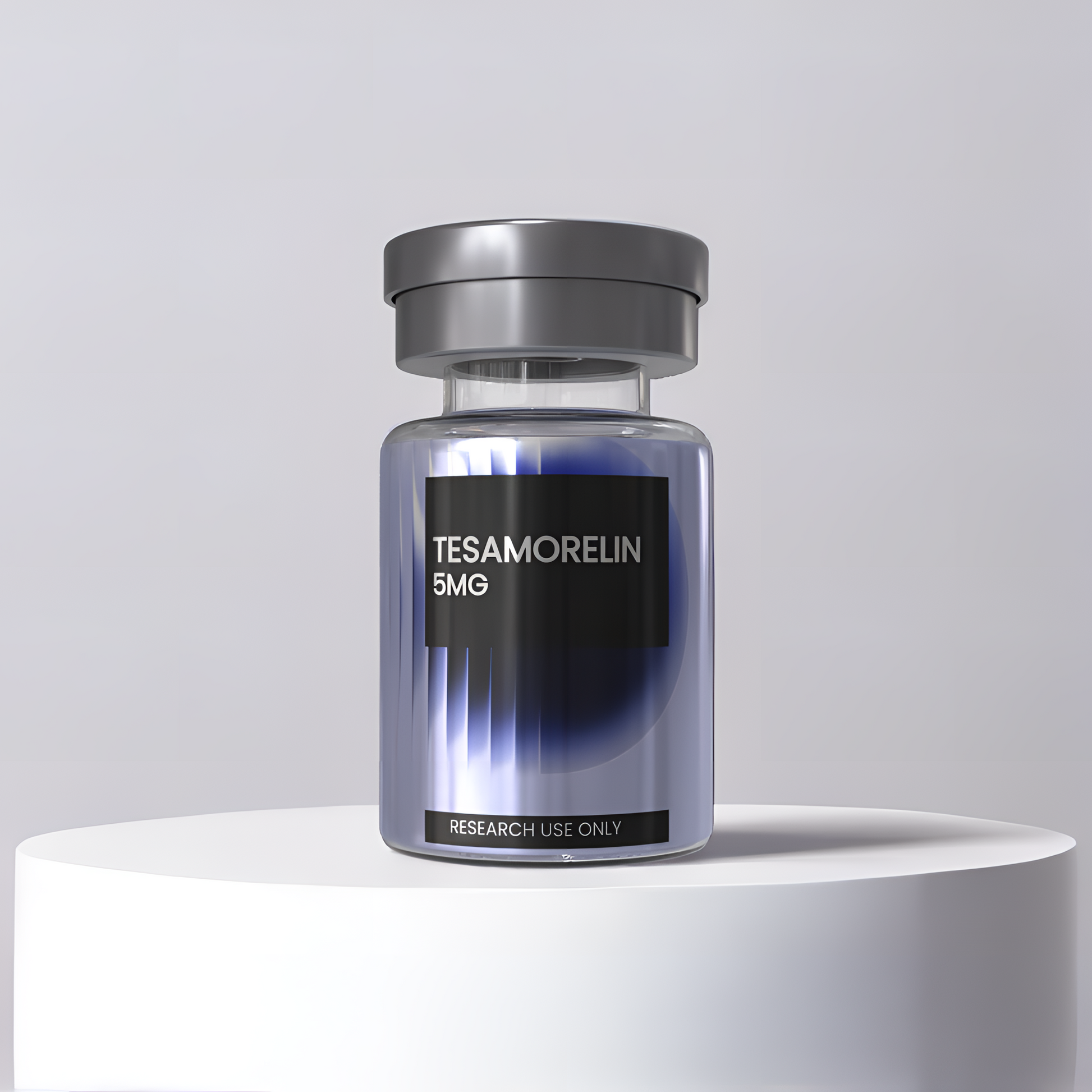 Tesamorelin 5mg research peptide vial — DISSOLV LABS lyophilized ≥99% purity