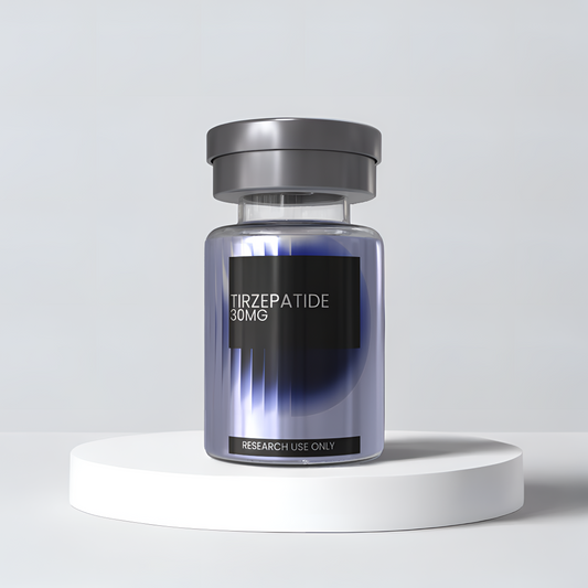 Tirzepatide 30mg research peptide vial — DISSOLV LABS lyophilized ≥99% purity